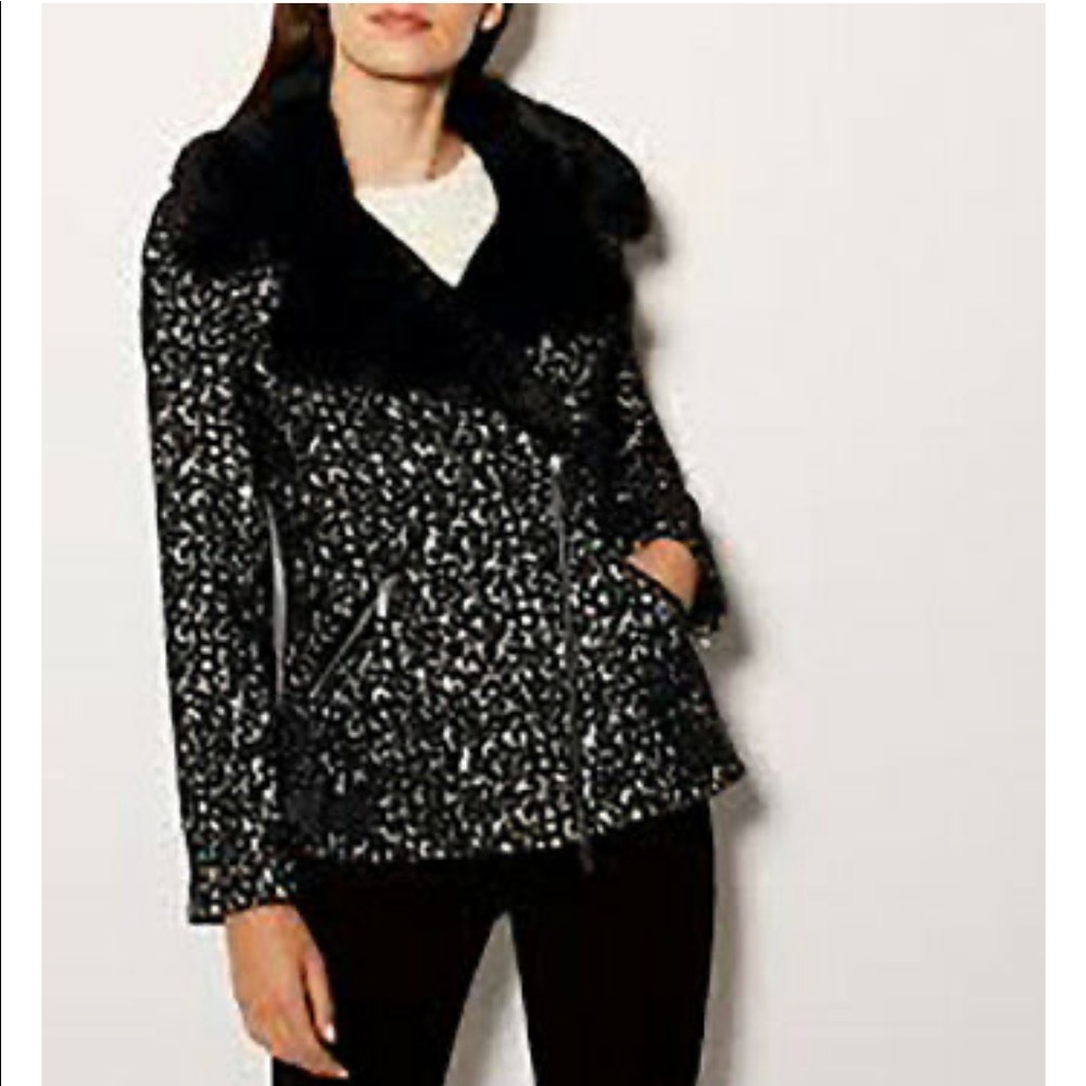 Karen Millen Faux Fur Biker Jacket